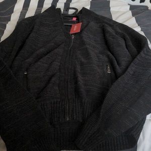 GUESS men's zip up sweater BLK size L, NEW with tags